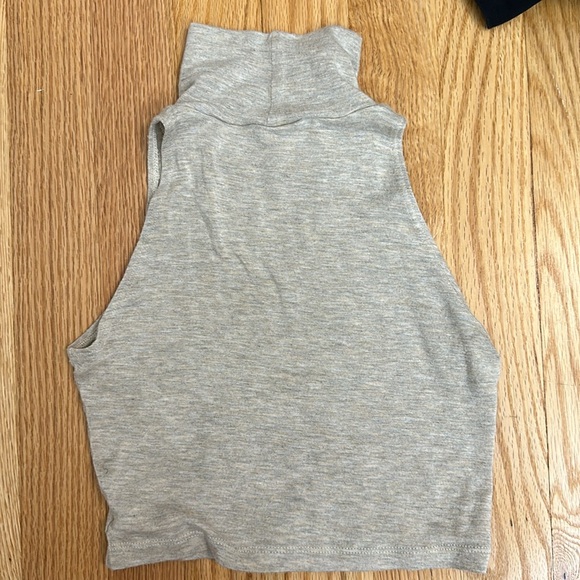 American apparel turtleneck crop top heather grey slash tan - Picture 3 of 6